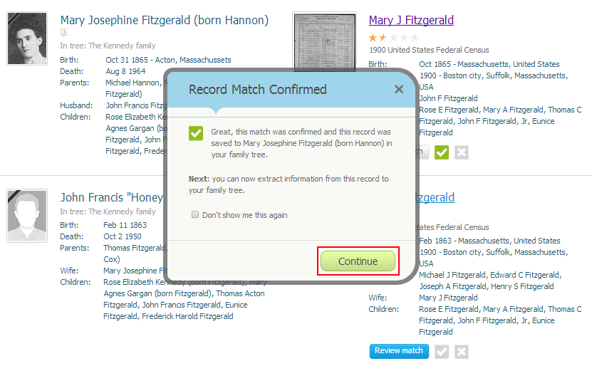 Extracting info from a confirmed Record Match (Click to zoom)