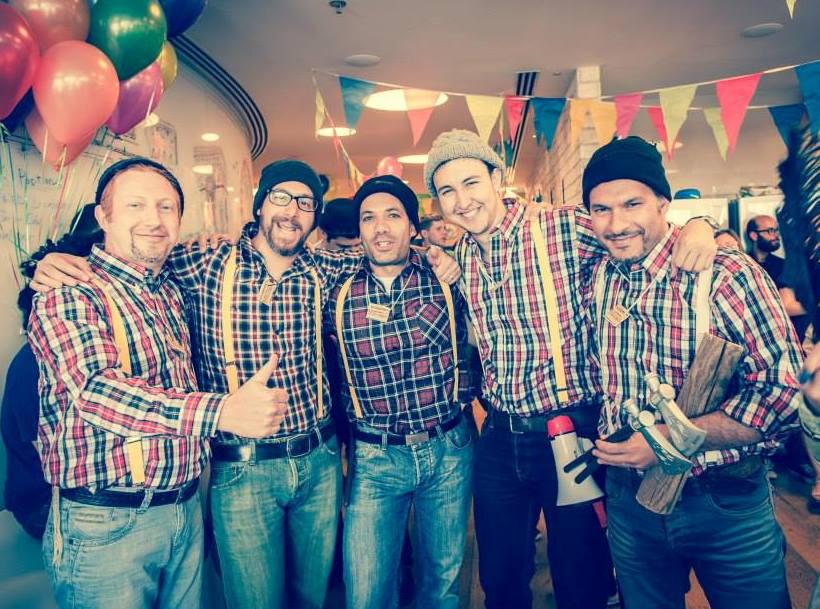 The Family Tree Builder developer team (click to zoom) winning first prize in MyHeritage’s annual costume contest. The team dressed up as lumberjacks – a pun reference to their successful project to add logging to Family Tree Builder to improve its performance.