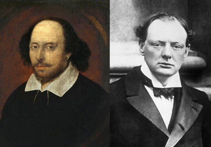 William Shakespeare (til venstre) and Winston Churchill (til høyre)