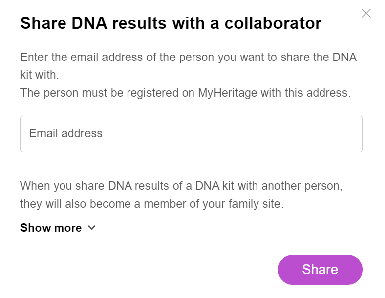 Sharing DNA results with a collaborator 