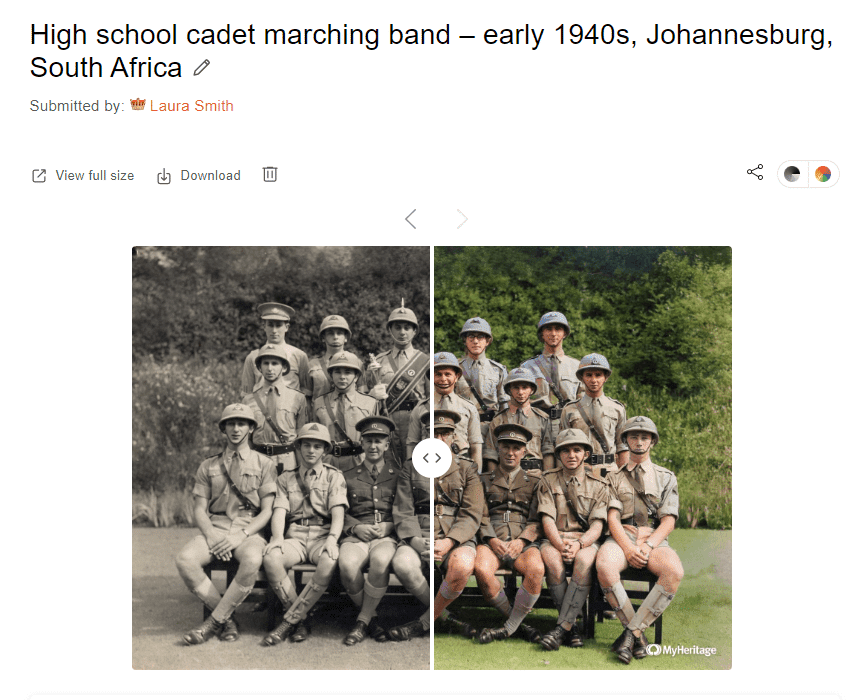 Sharing a colorized photo on social channels