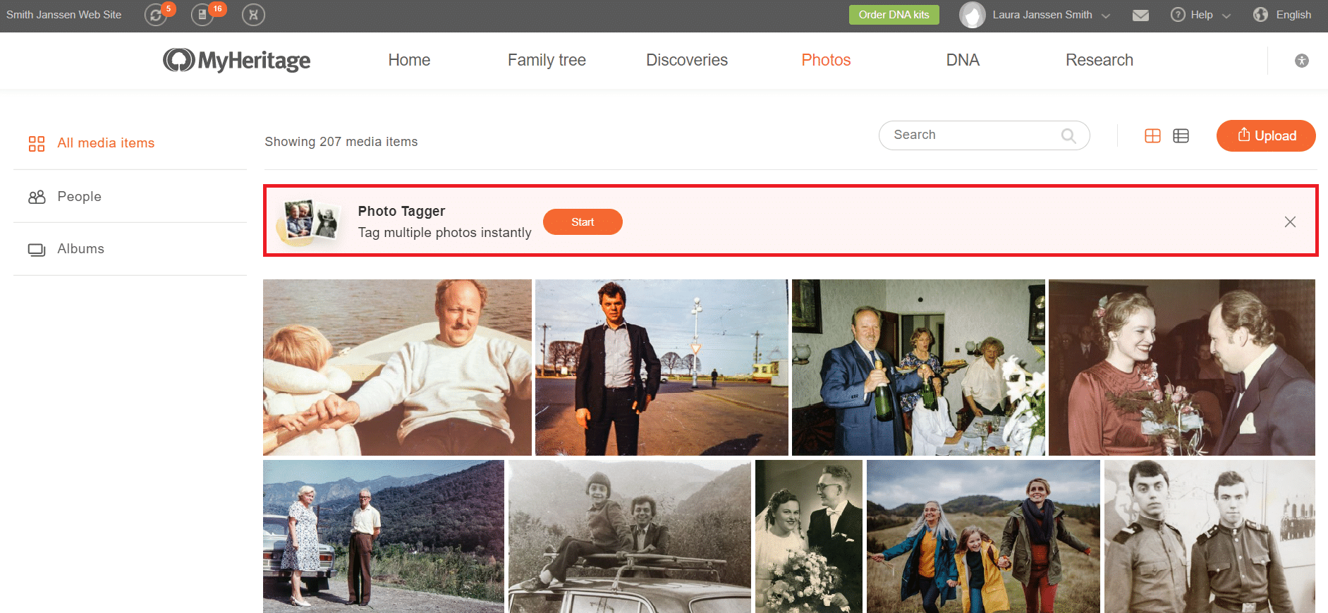 Accessing Photo Tagger via a banner on the “My Photos” page (click to zoom)