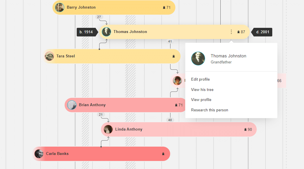 Accessing options from Family Tree Timeline