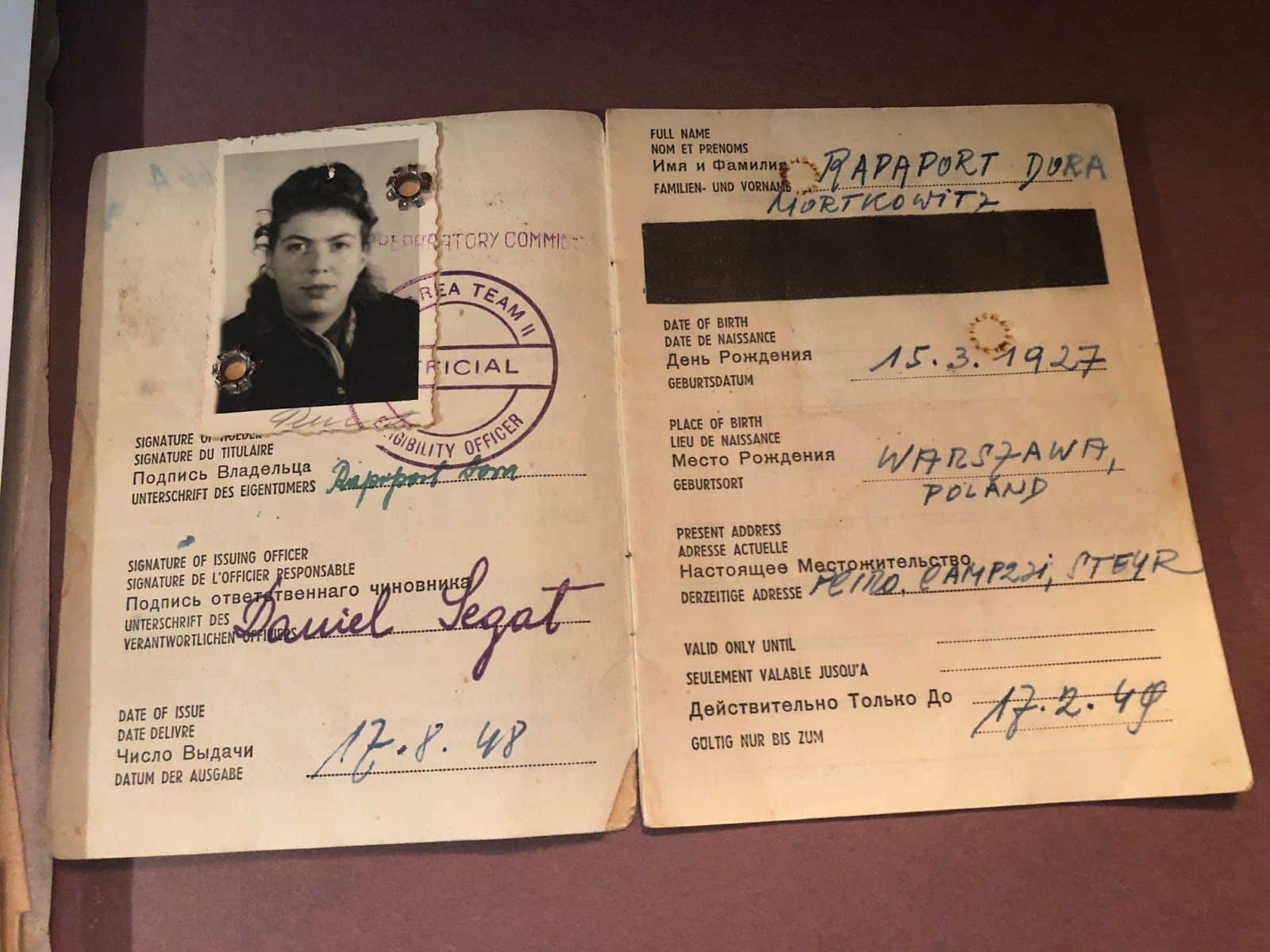 Dora’s passport, issued in 1948
