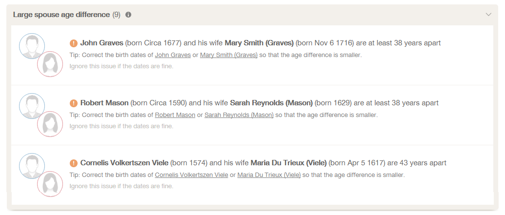 sample screenshot of "Large spouse age difference" warning
